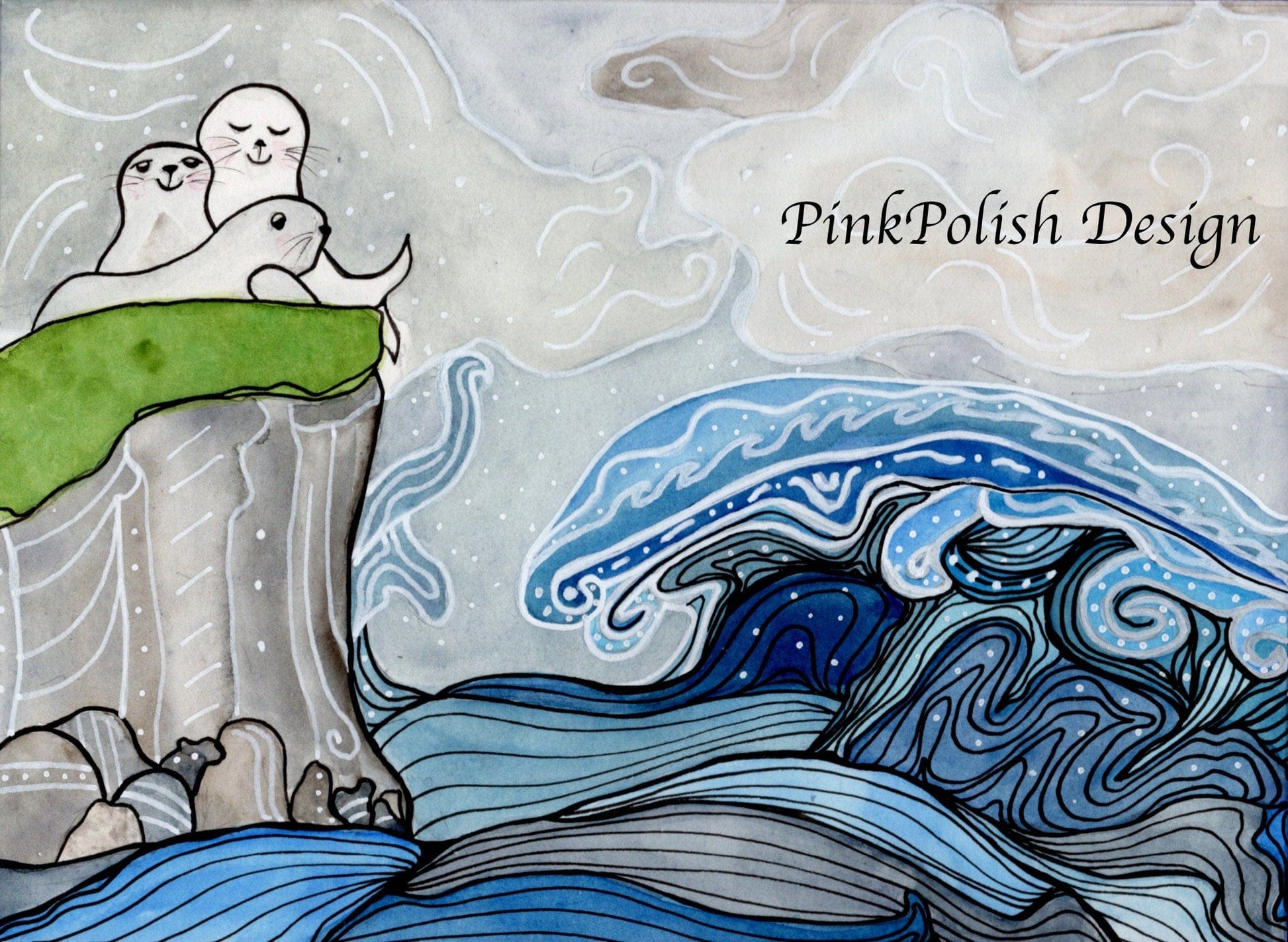 PinkPolish Design Art Prints "Song of the Sea"  Watercolor Painting: Art Print