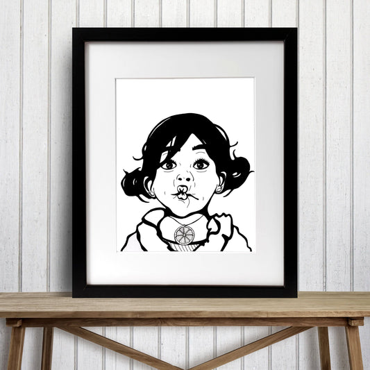 PinkPolish Design Art Prints "Sour" Ink Drawing: Art Print