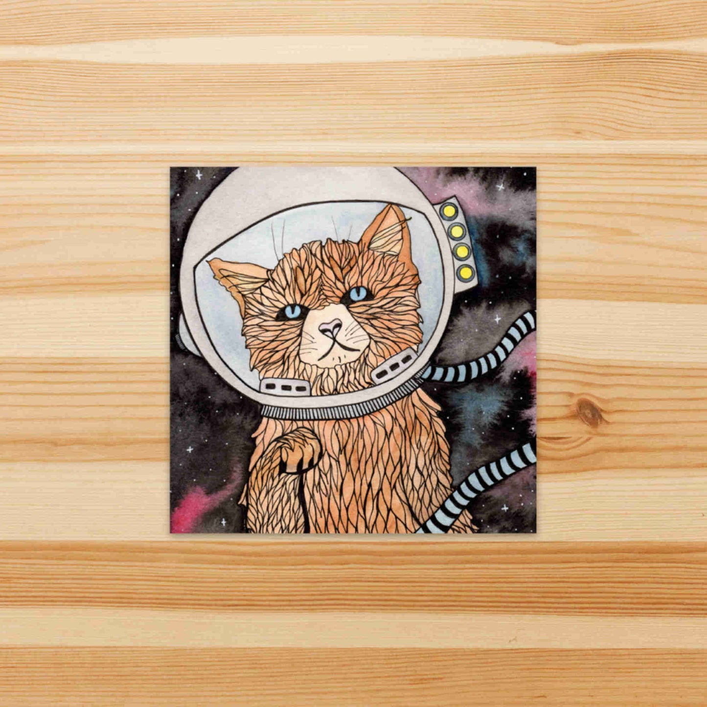 PinkPolish Design Stickers "Space Kitty" Square Vinyl Sticker