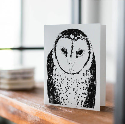 PinkPolish Design Note Cards "Spotted Barn Owl" Handmade Notecard
