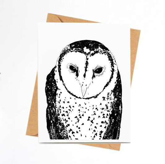 PinkPolish Design Note Cards "Spotted Barn Owl" Handmade Notecard