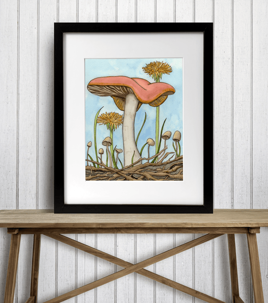 PinkPolish Design Art Prints "Spring Mushrooms"  Watercolor Painting: Art Print