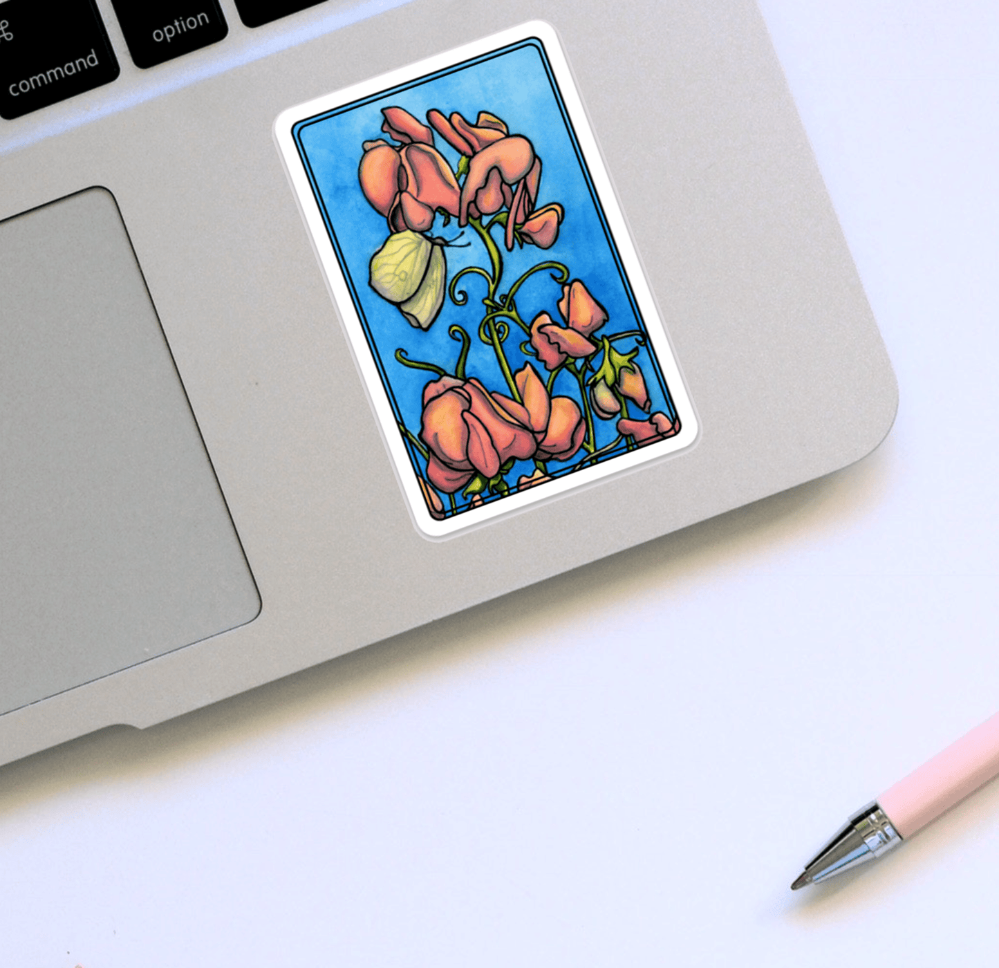 PinkPolish Design Stickers "Springtime Sweet Peas" Vinyl Die Cut Sticker