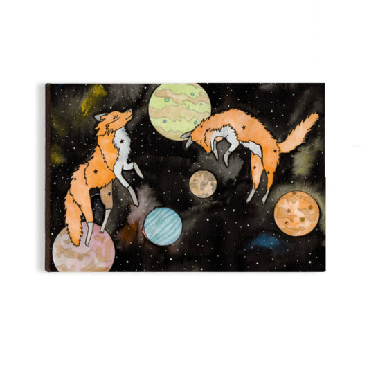 PinkPolish Design Magnets "Star Foxes" Wood Refrigerator Magnet
