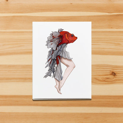 PinkPolish Design Note Cards "Strange Fish" Handmade Notecard