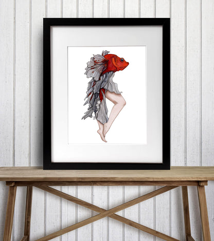 PinkPolish Design Art Prints "Strange Fish"  Watercolor Painting: Art Print