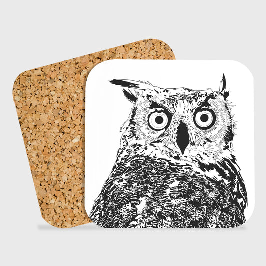 PinkPolish Design Coasters "Surprised Owl" Drink Coaster
