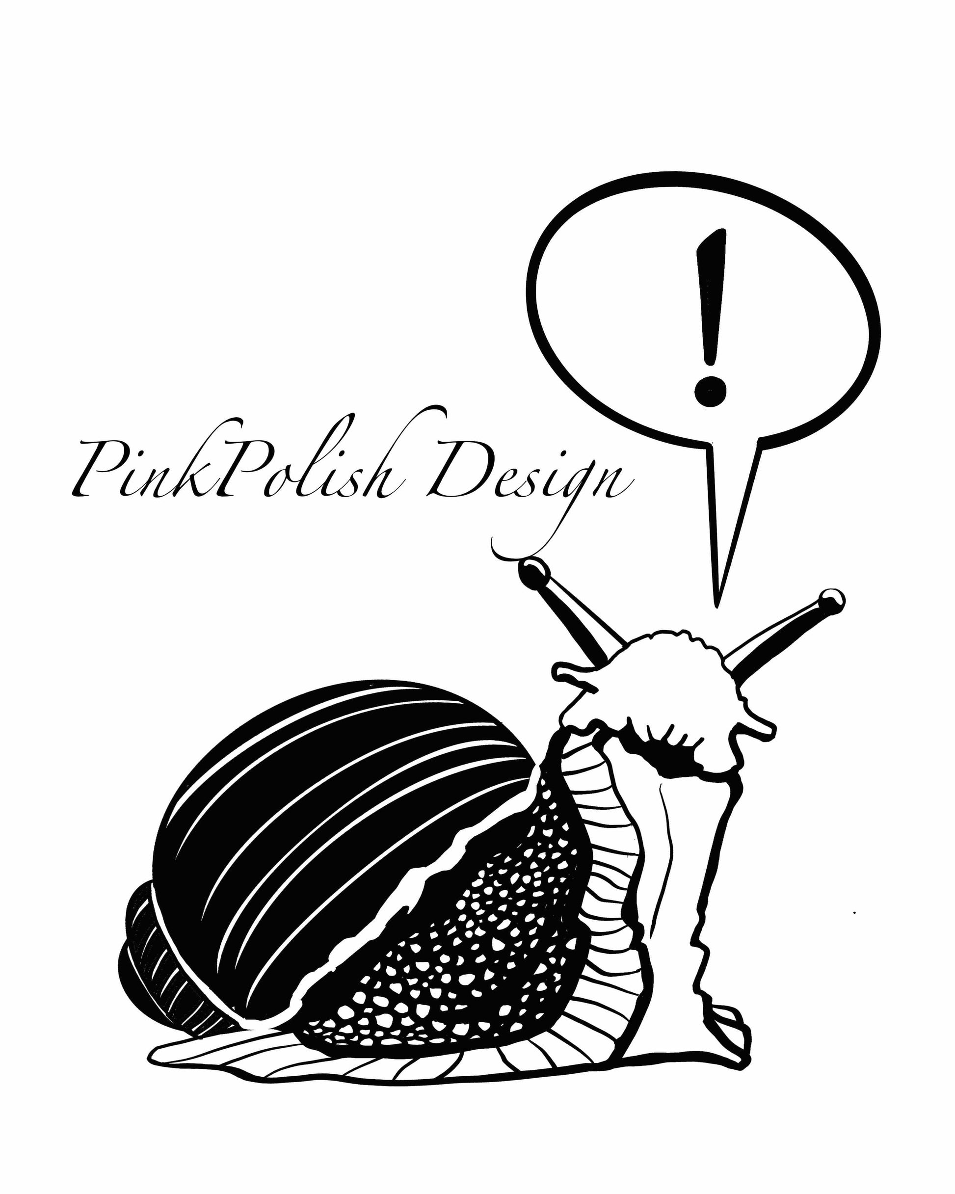 PinkPolish Design Art Prints "Surprised Snail" Digital Drawing: Art Print