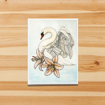 PinkPolish Design Note Cards "Swan Song" Handmade Notecard