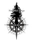 PinkPolish Design Art Prints "Tall Tree Compass" Ink Drawing: Art Print