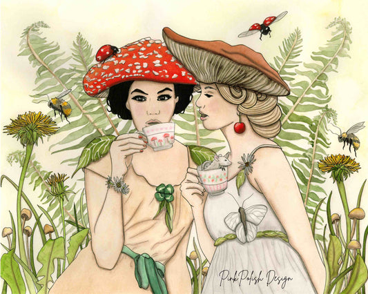 PinkPolish Design Art Prints "Tea for Two" Watercolor Painting: Art Print