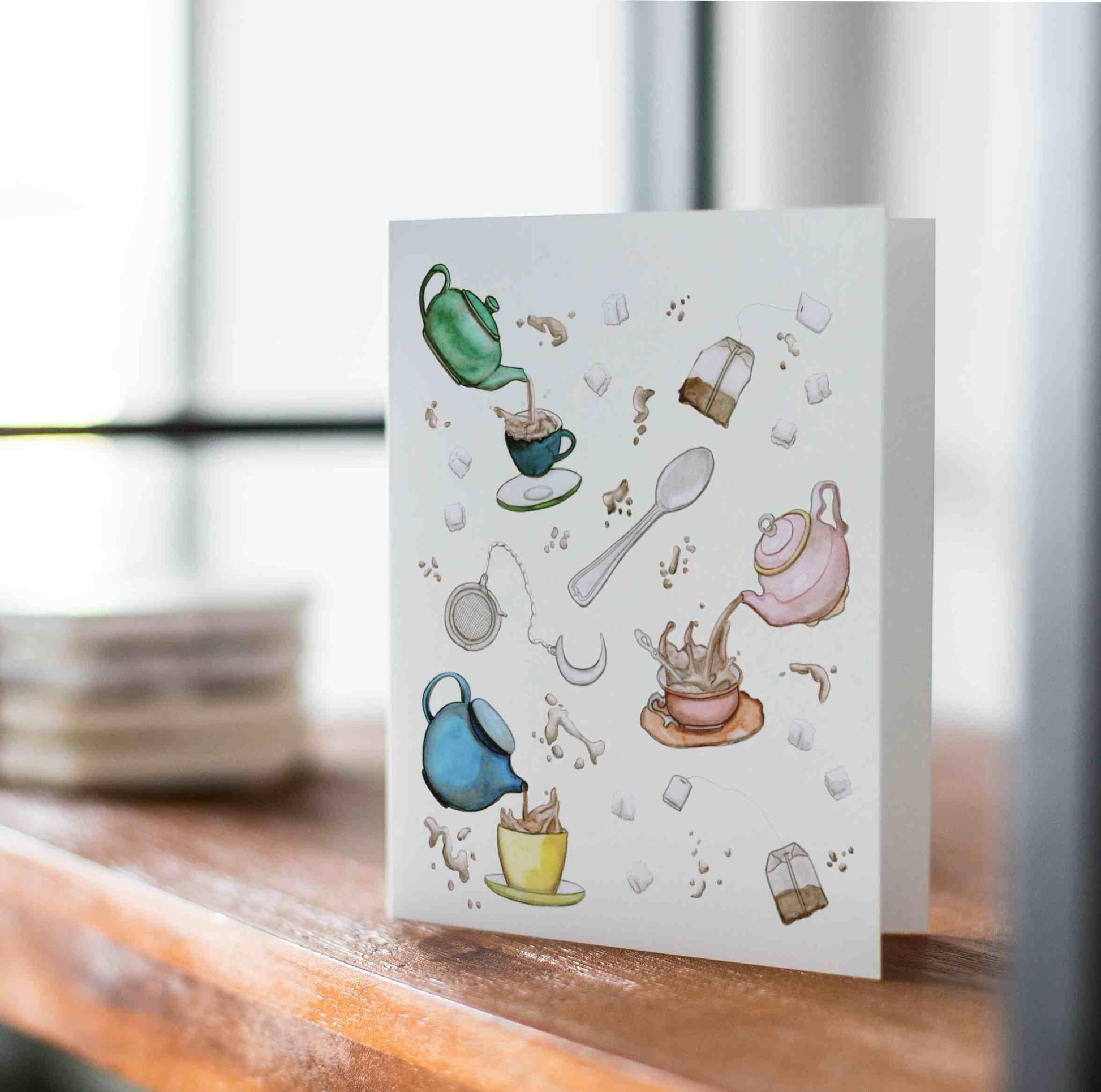 PinkPolish Design Note Cards "Tea Time" Handmade Notecard