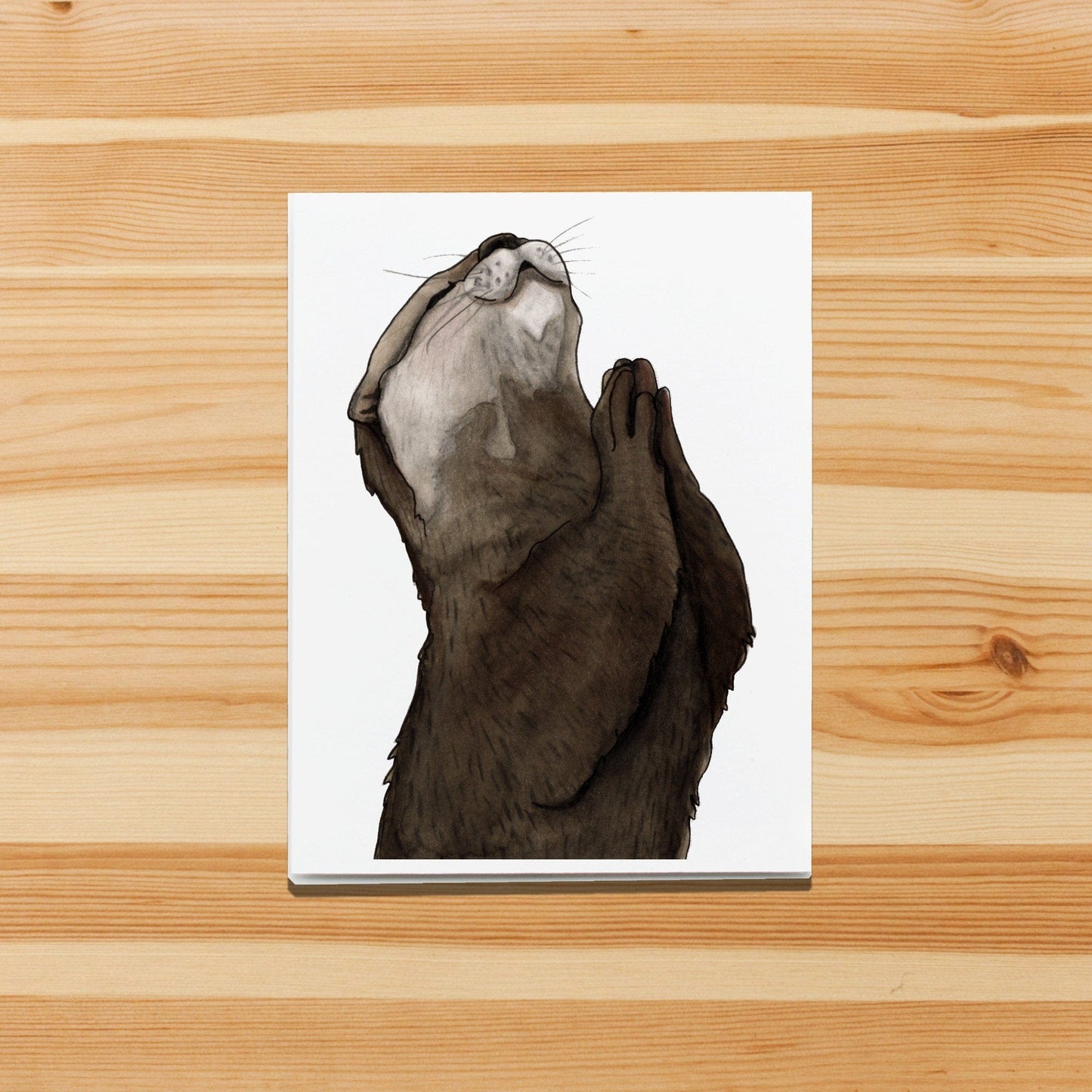 PinkPolish Design Note Cards "Thankful Otter" Handmade Notecard