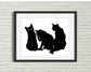 PinkPolish Design Art Prints 11x14 "Three Black Cats"  Ink Drawing: Art Print