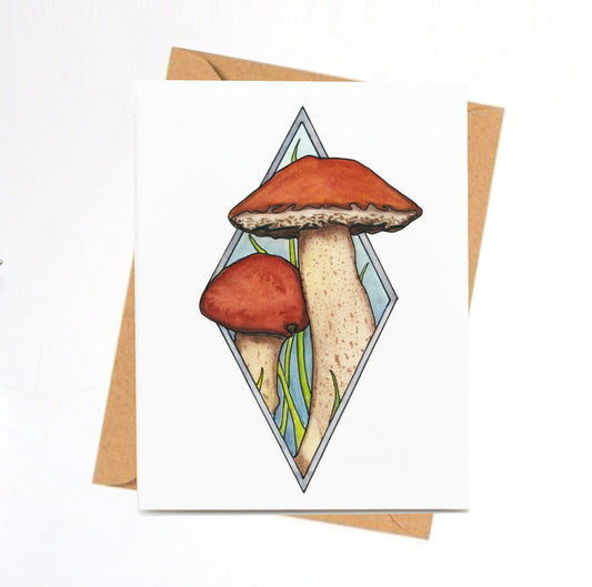PinkPolish Design Note Cards "Tiny Mushrooms 2" Handmade Notecard