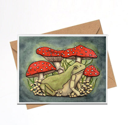 PinkPolish Design Note Cards "Toadstool" Handmade Notecard