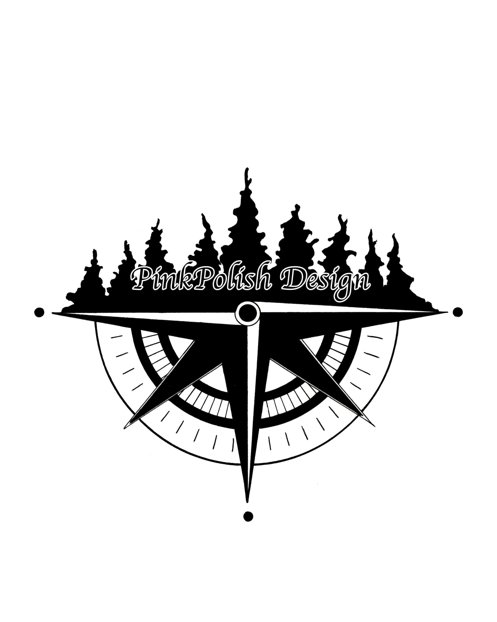 PinkPolish Design Art Prints "Tree Ridge Compass" Ink Drawing: Art Print