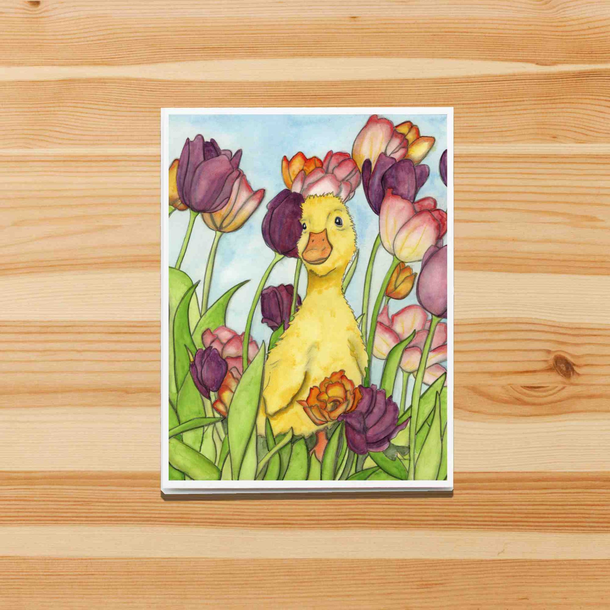 PinkPolish Design Note Cards "Tulip the Duckling" Handmade Notecard