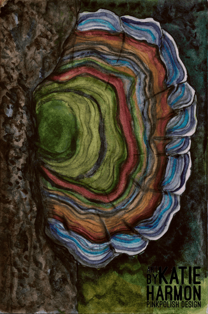 PinkPolish Design Art Prints "Turkey Tail"  Watercolor Painting: Art Print