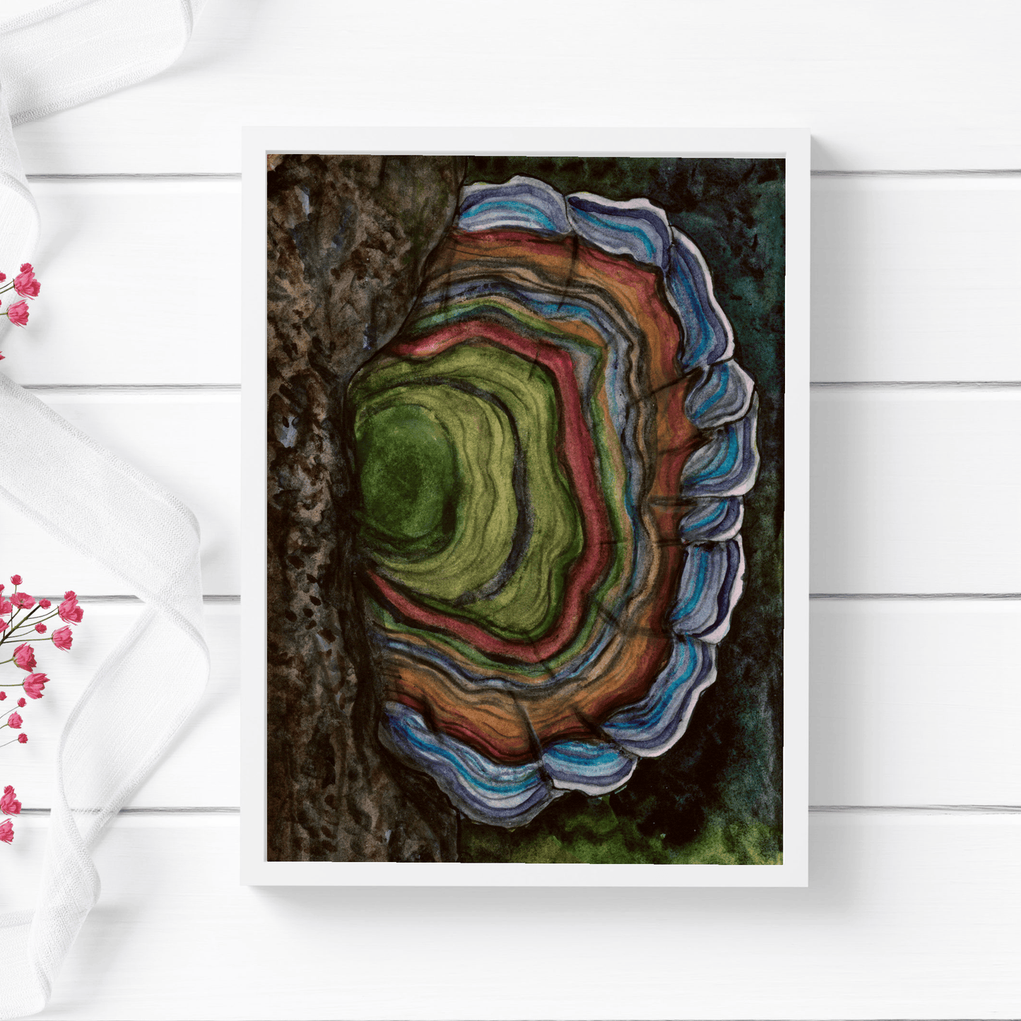 PinkPolish Design Art Prints "Turkey Tail"  Watercolor Painting: Art Print