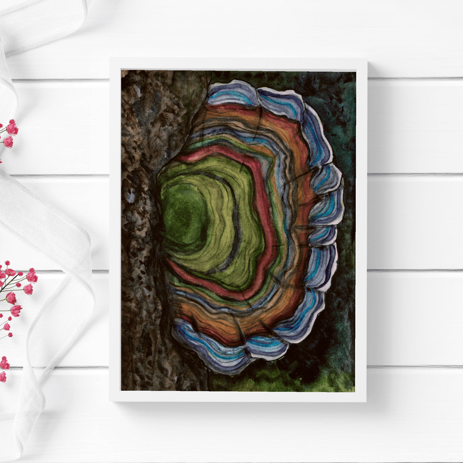 PinkPolish Design Art Prints "Turkey Tail"  Watercolor Painting: Art Print