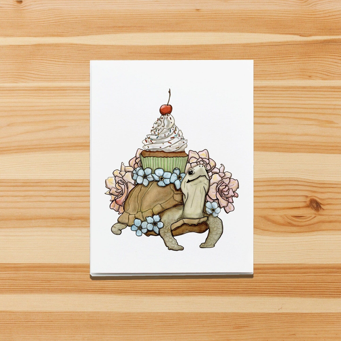 PinkPolish Design Note Cards "Turtle Celebration" Handmade Notecard
