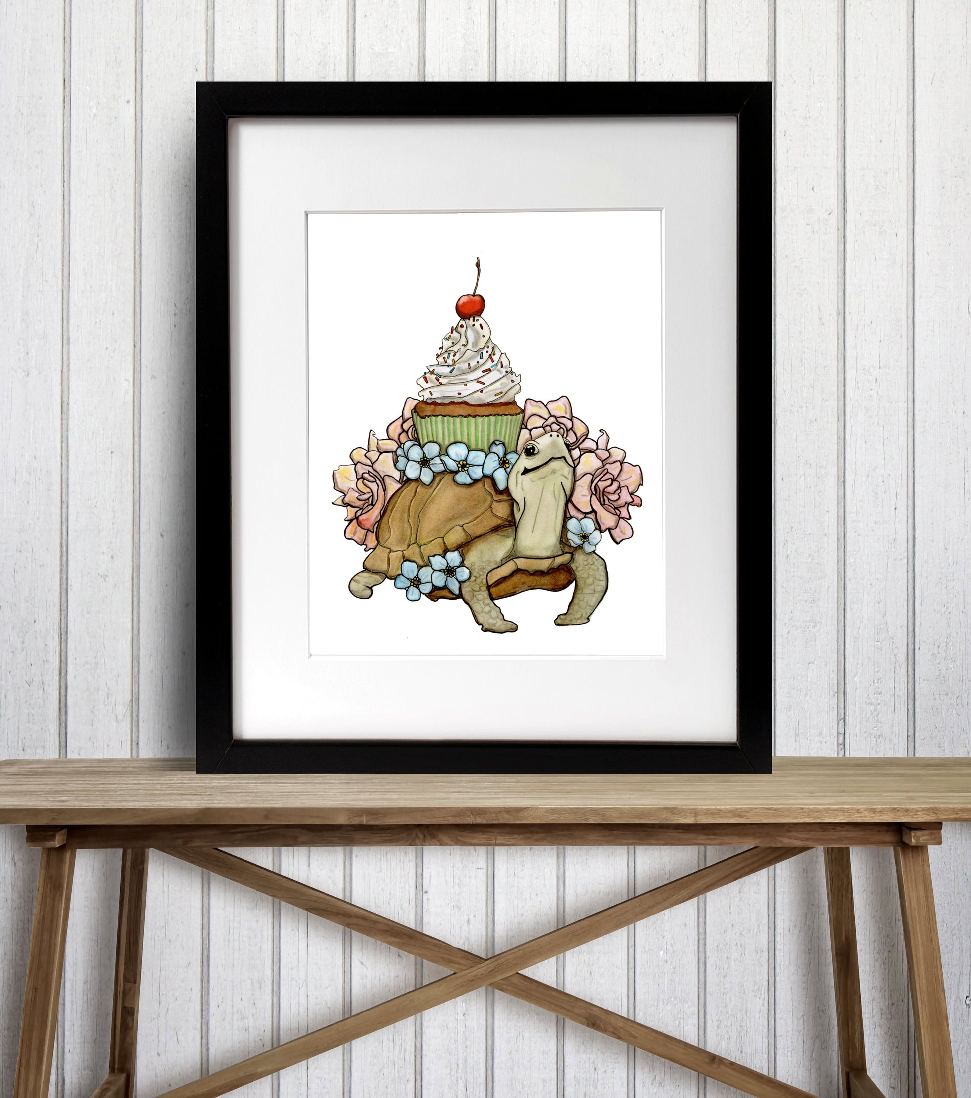 PinkPolish Design Art Prints "Turtle Celebration" Watercolor Painting: Art Print