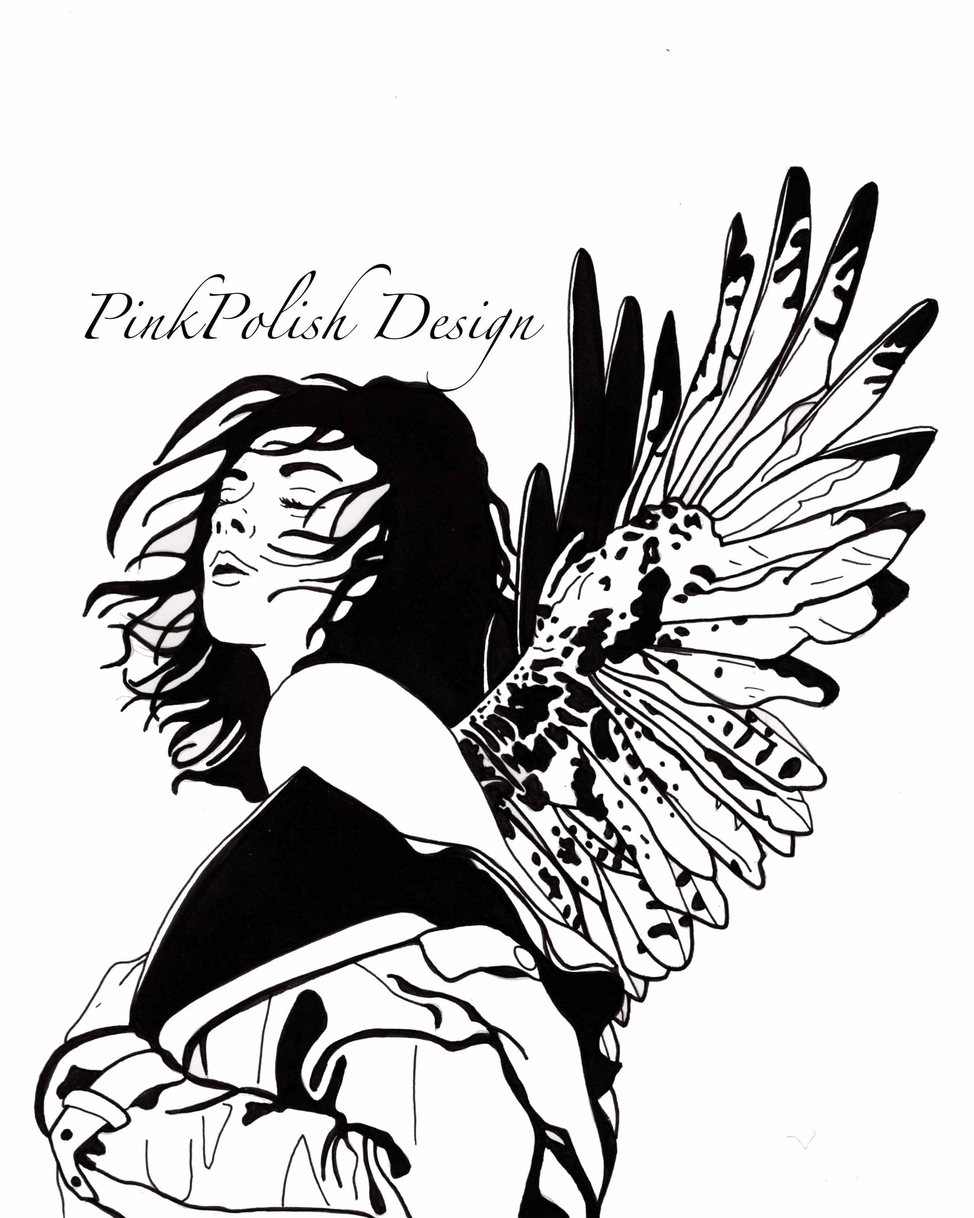 PinkPolish Design Art Prints "Unfurled" Ink Drawing: Art Print