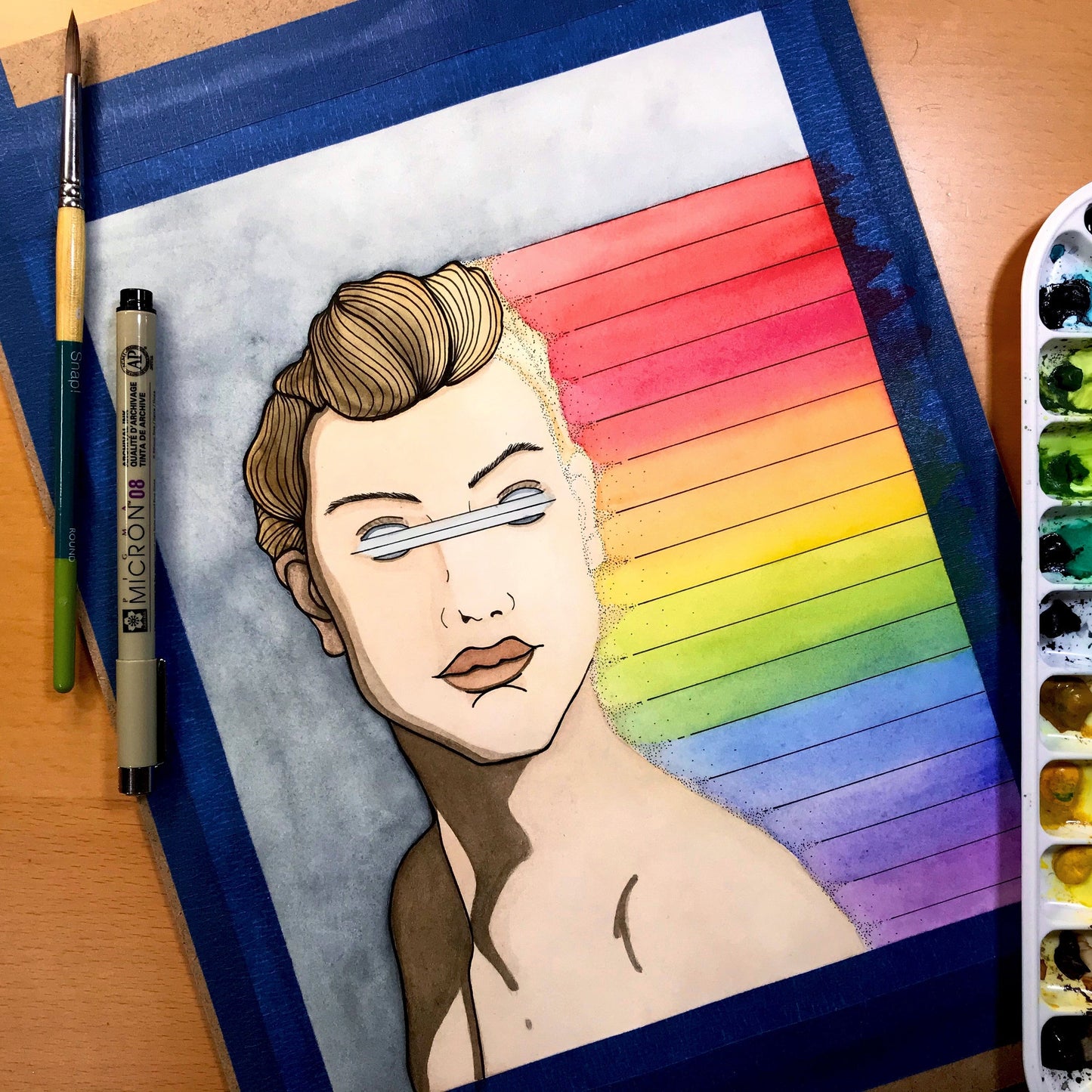 PinkPolish Design Original Art "Unseen Rainbows" Pride Inspired Original Watercolor & Ink Illustration