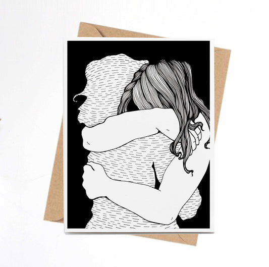 PinkPolish Design Note Cards "Virtual Hug" Handmade Notecard