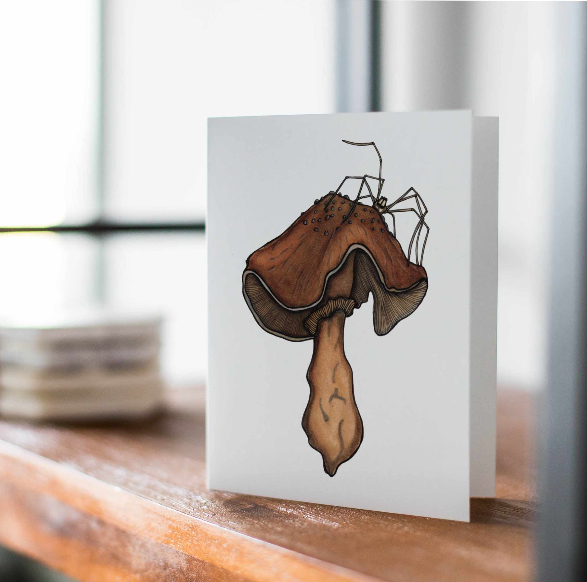PinkPolish Design Card Pack "Watercolor Mushrooms", 4 Card Pack of Handmade Notecards