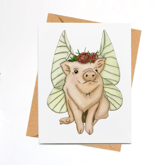 PinkPolish Design Note Cards "When Pigs Fly" Handmade Notecard