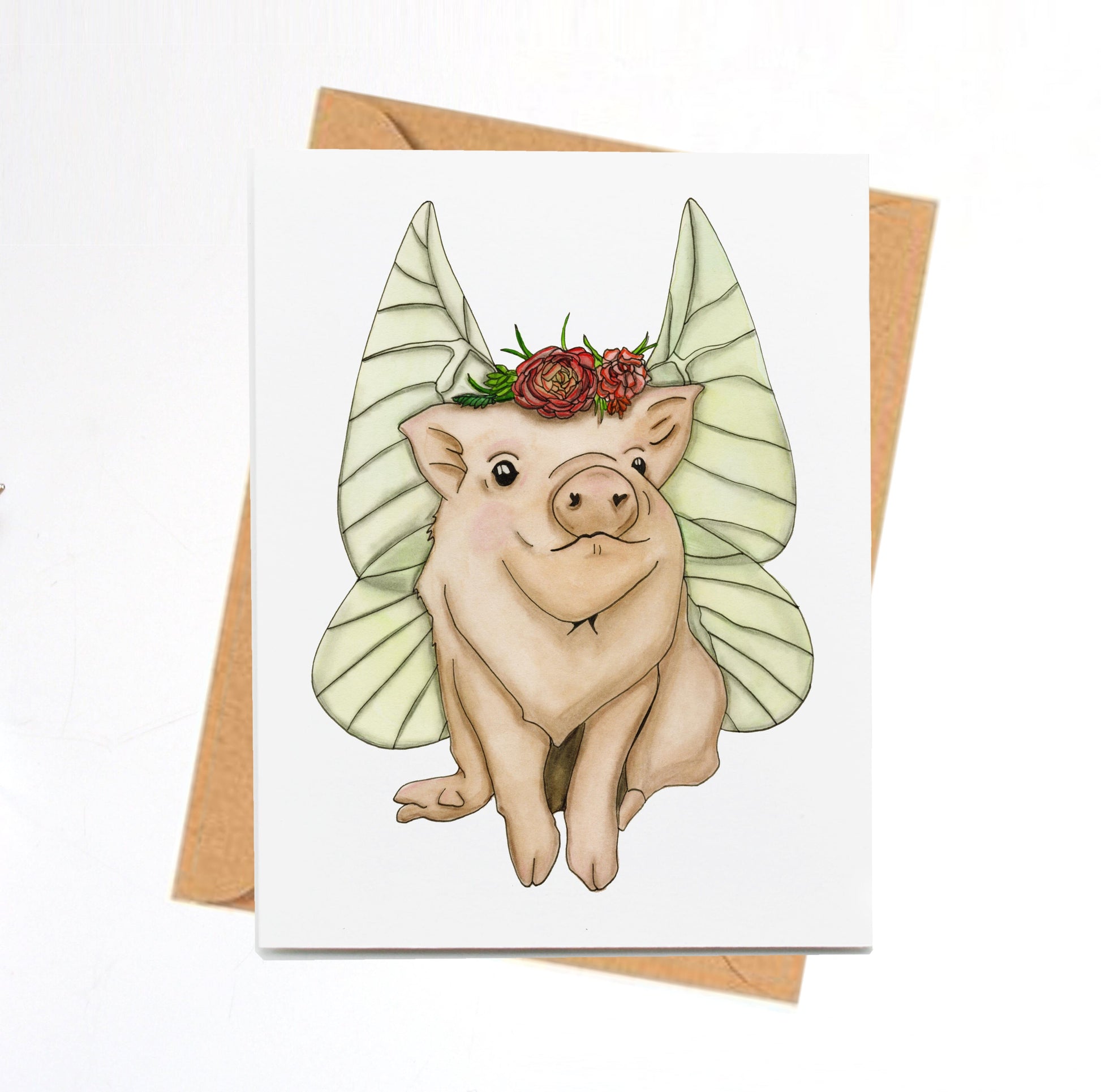 PinkPolish Design Note Cards "When Pigs Fly" Handmade Notecard