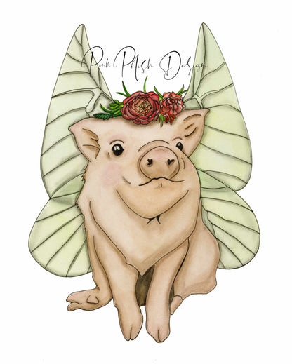 PinkPolish Design Art Prints "When Pigs Fly"  Watercolor Painting: Art Print
