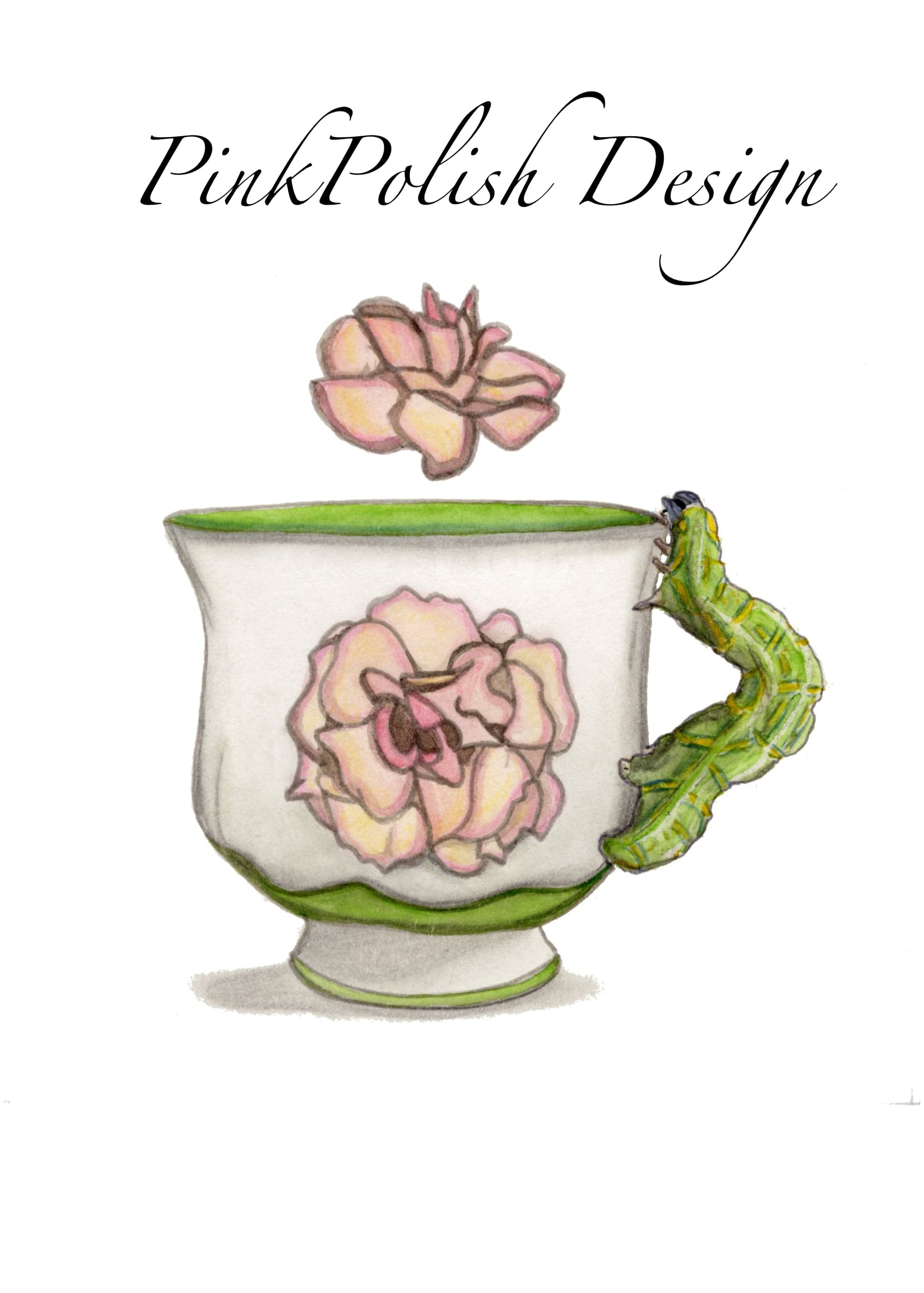 PinkPolish Design Art Prints "Wiggle of Tea" Watercolor Painting: Art Print