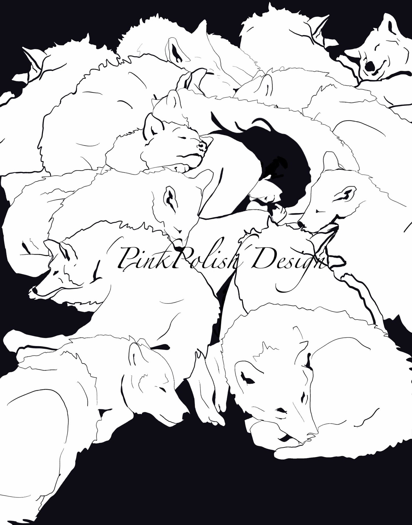 PinkPolish Design Art Prints "Wolf Pack" Digital Drawing: Art Print
