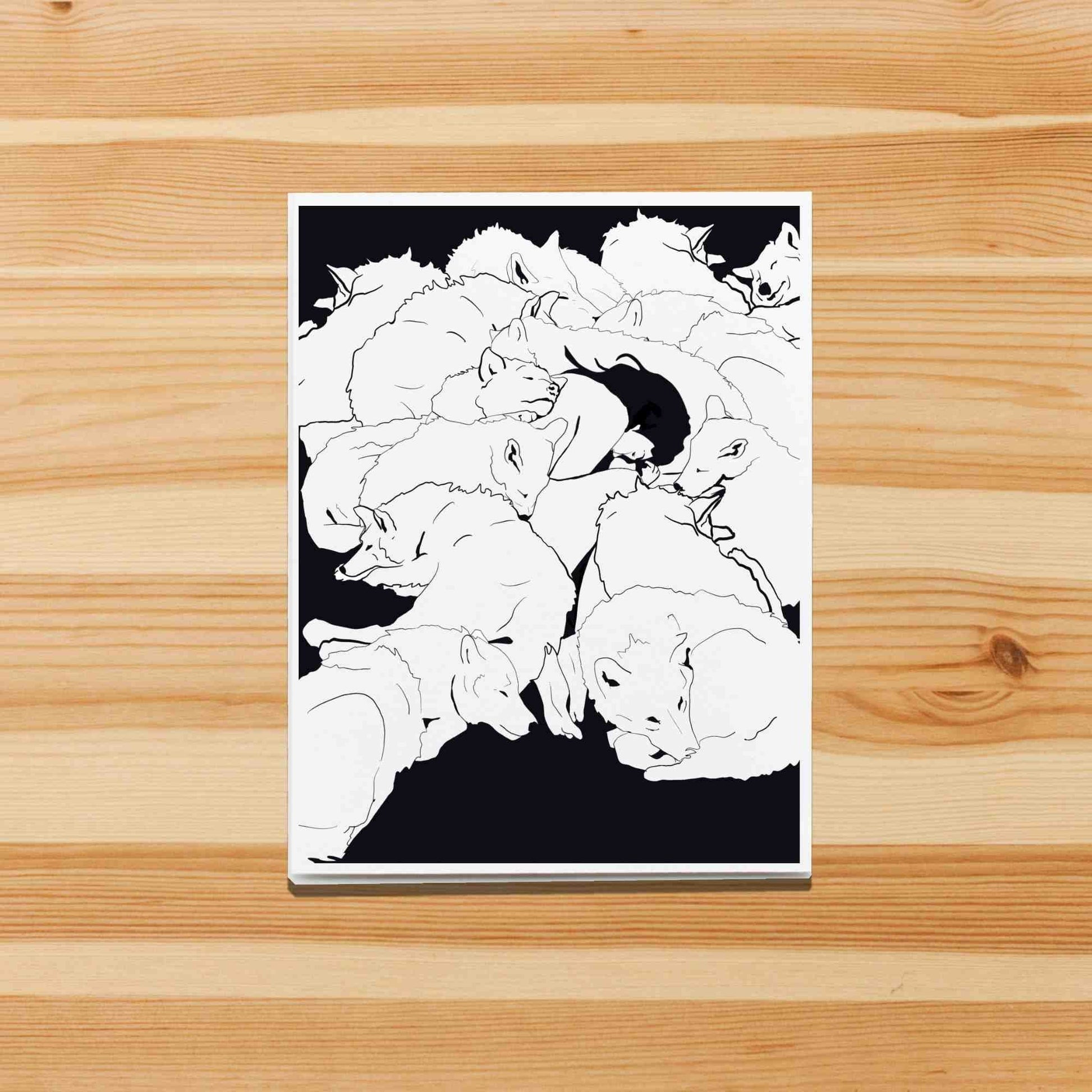 PinkPolish Design Note Cards "Wolf Pack" Handmade Notecard